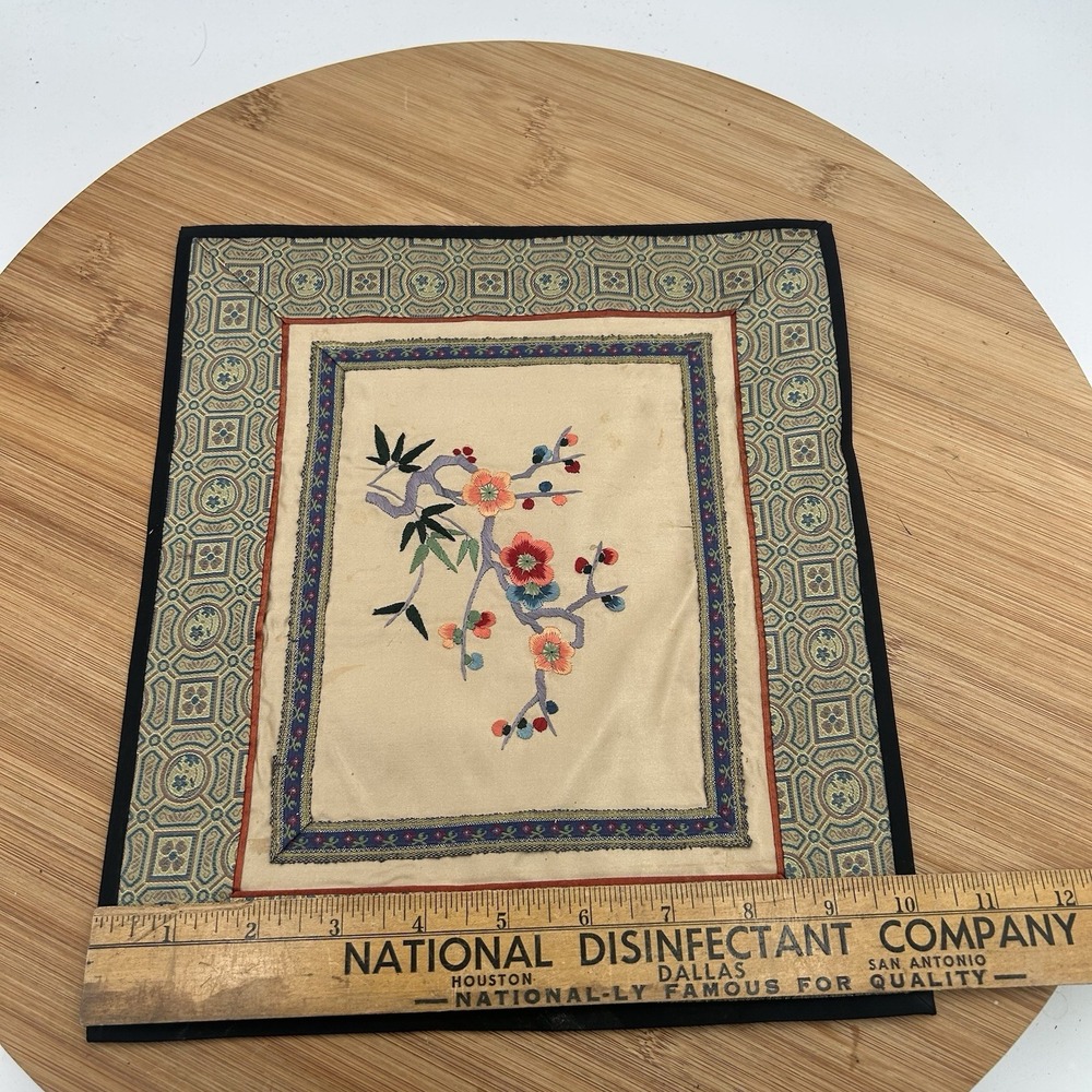 Vintage Chinese Silk Embroidery Frameable Fabric Art Of Flowering Branch